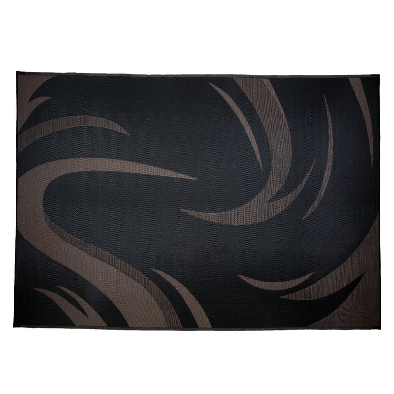 Stylish Camping SD8111 8-Feet x 11-Feet Graphic Swish Outdoor RV Reversible Patio Mat, Black/Brown - Image 3